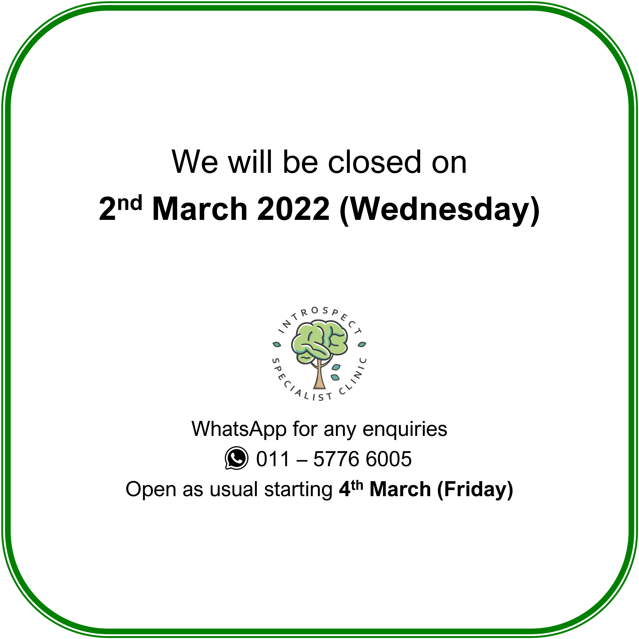 You are currently viewing Closed on 2nd March, Wednesday