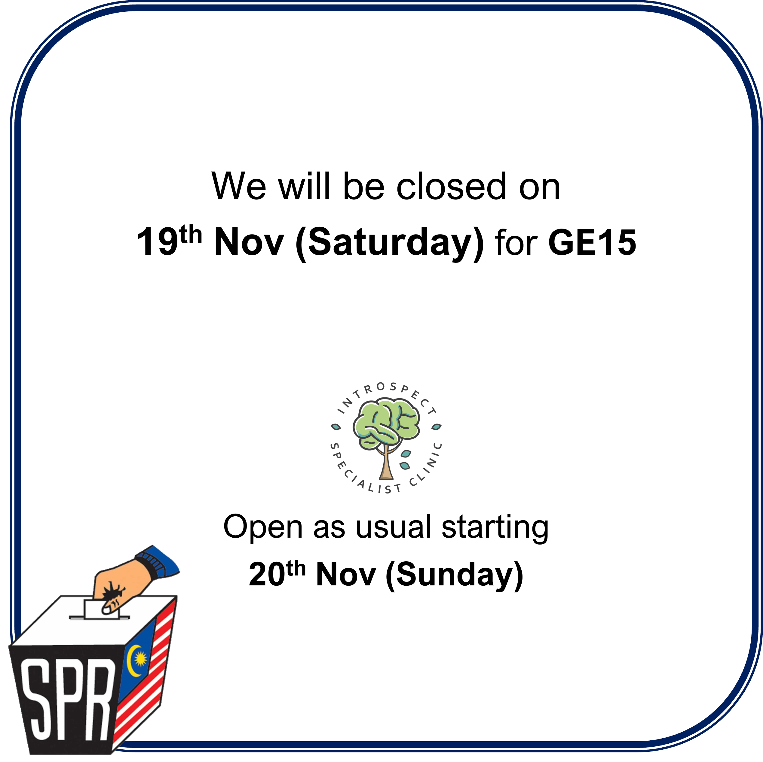 You are currently viewing Closed on 19th Nov for GE15