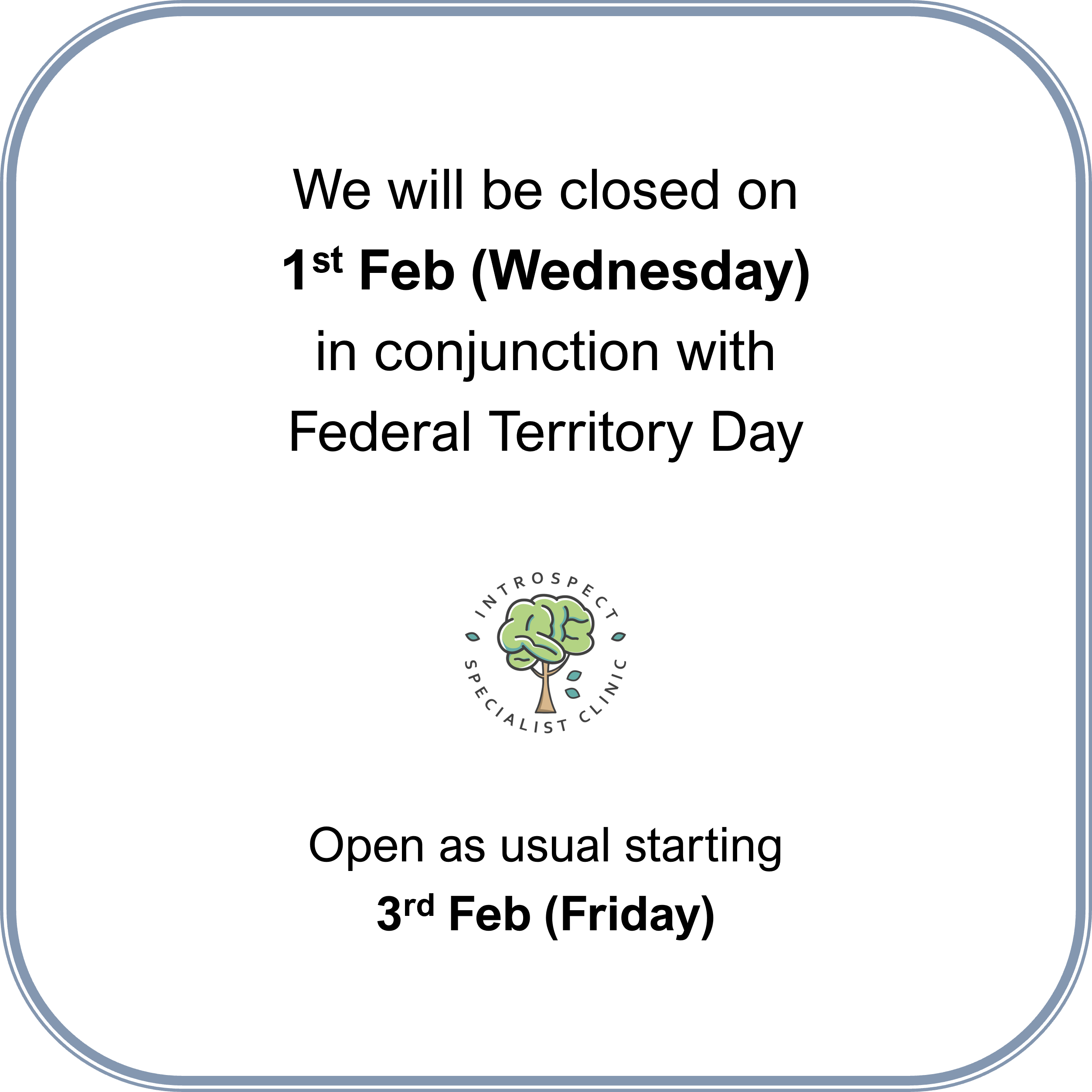 You are currently viewing Closed on 1st Feb