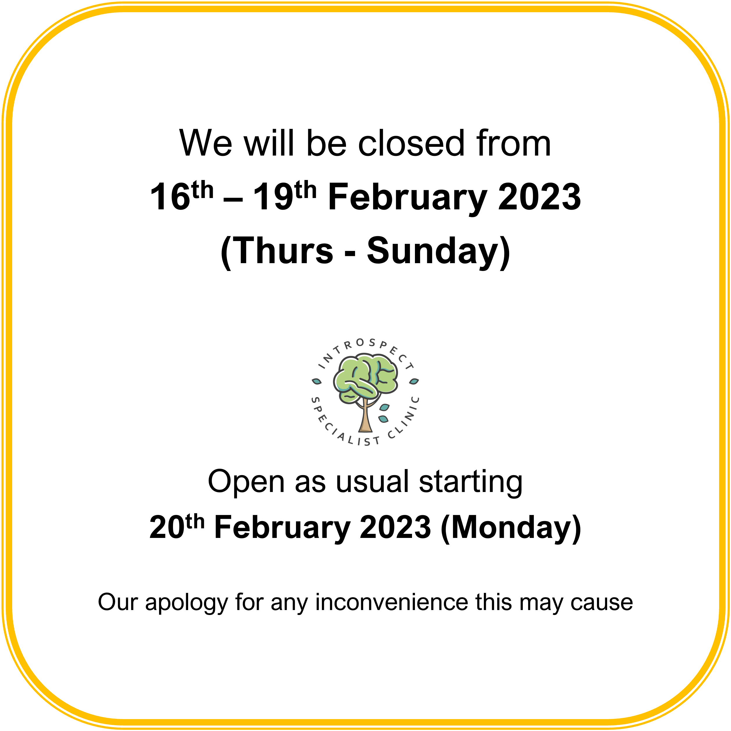 You are currently viewing Closed from 16th – 19th Feb 2023